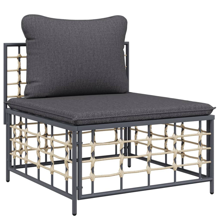 Set Mobilier De Grădină Cu Perne, 11 Piese, Antracit, Poliratan