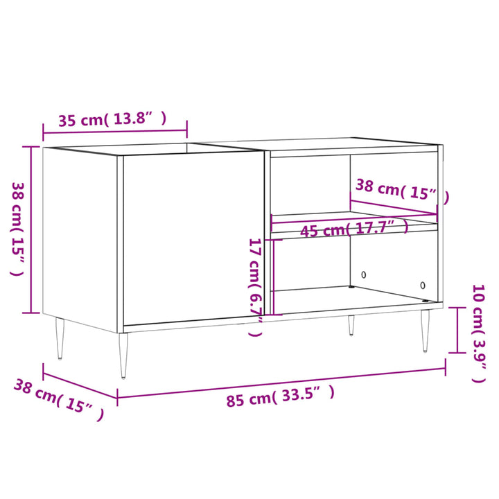 Dulap Pentru Discuri Gri Sonoma 85X38X48 Cm Lemn Prelucrat