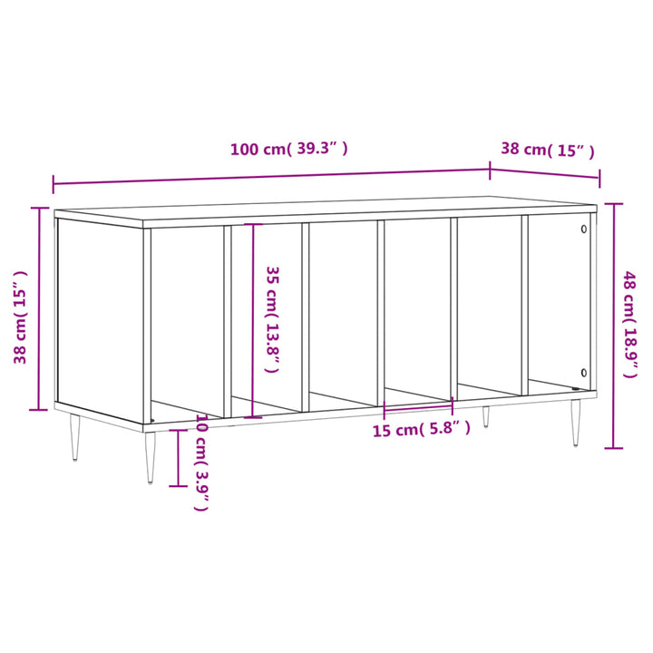 Dulap Pentru Discuri Gri Sonoma, 100X38X48 Cm, Lemn Prelucrat