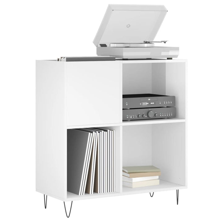 Dulap De Discuri Alb Extralucios 84,5X38X89 Cm Lemn Compozit