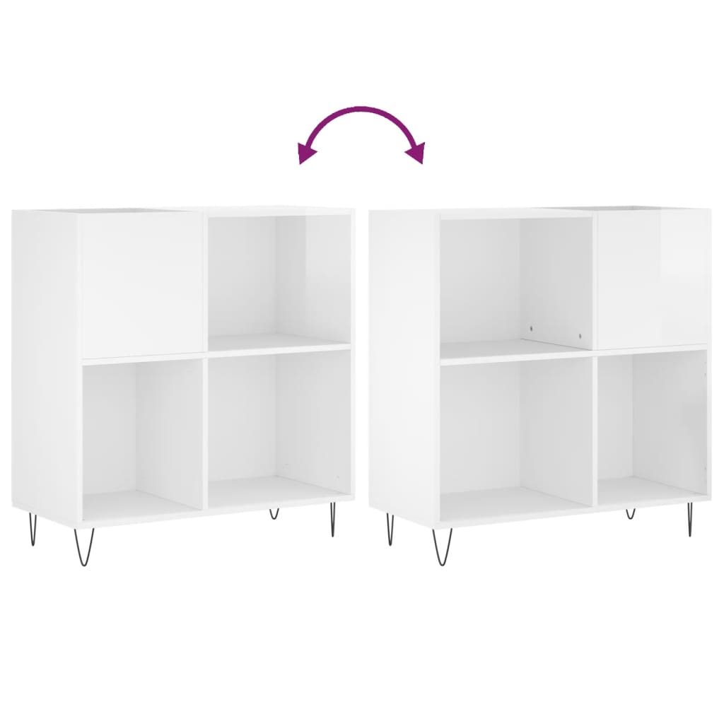 Dulap De Discuri Alb Extralucios 84,5X38X89 Cm Lemn Compozit