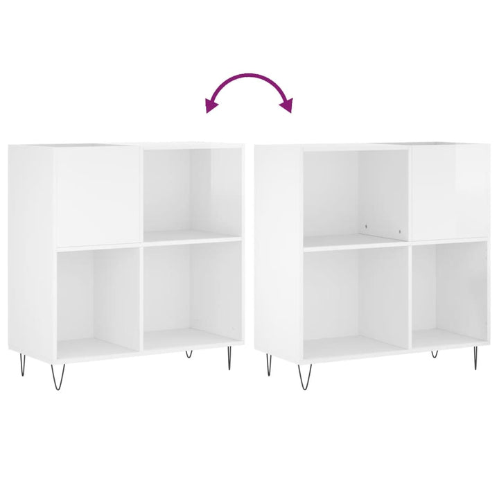 Dulap De Discuri Alb Extralucios 84,5X38X89 Cm Lemn Compozit