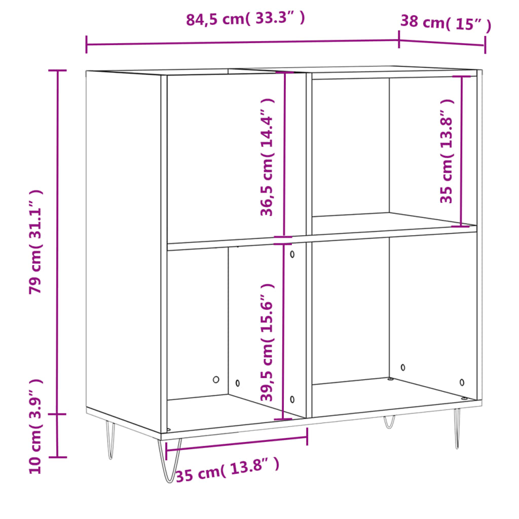 Dulap De Discuri Alb Extralucios 84,5X38X89 Cm Lemn Compozit