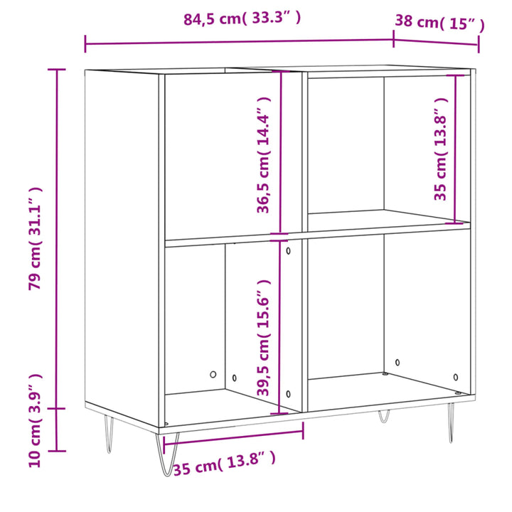Dulap De Discuri Alb Extralucios 84,5X38X89 Cm Lemn Compozit
