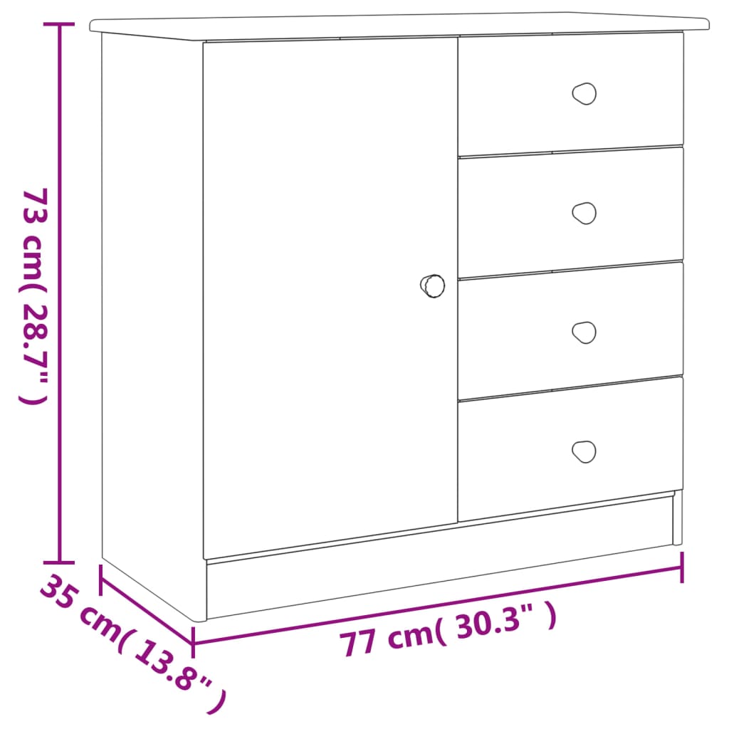 Dulap Alta, 77X35X73 Cm, Lemn Masiv De Pin