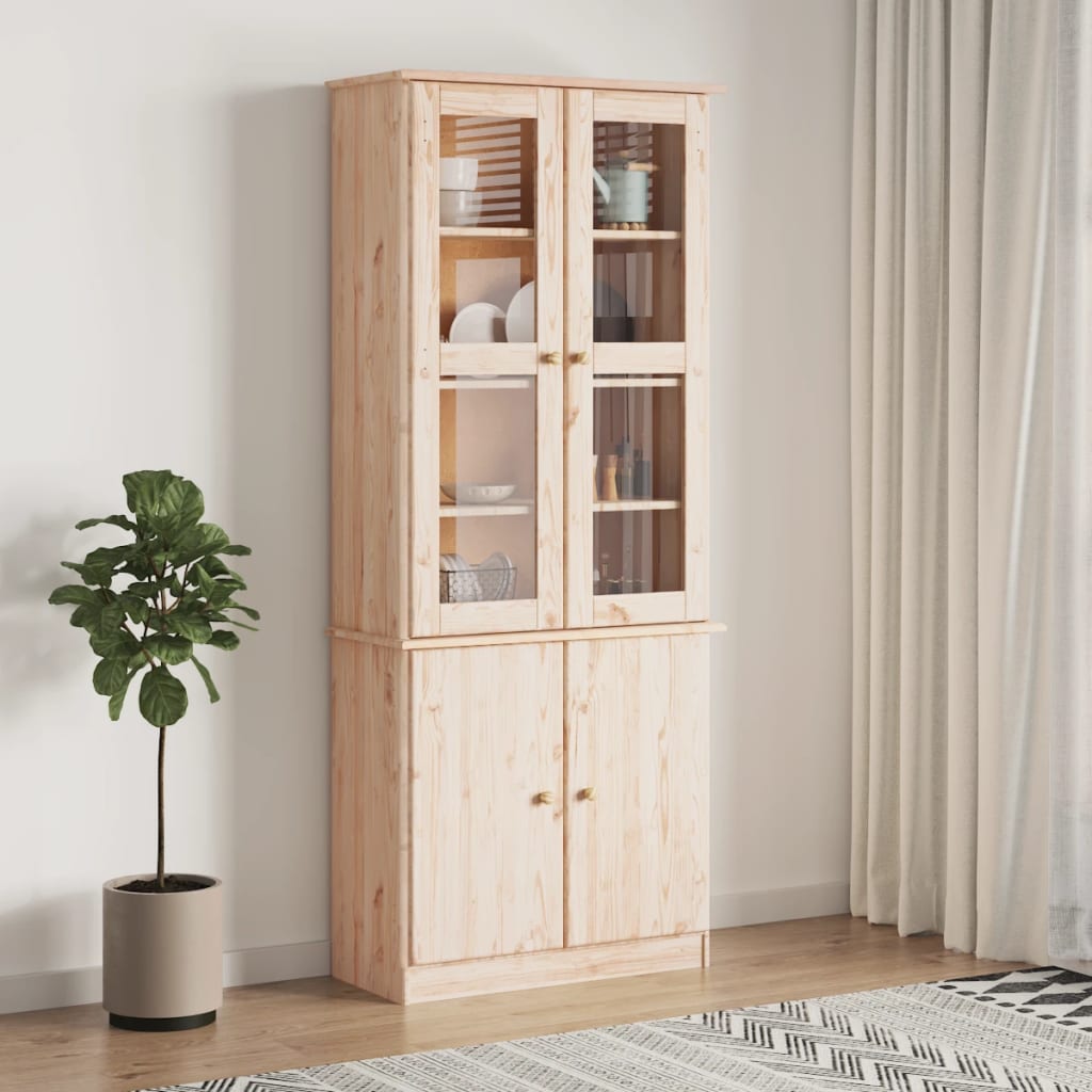 Vitrine Din Sticlă „Alta” 77X35X186,5 Cm, Lemn Masiv De Pin