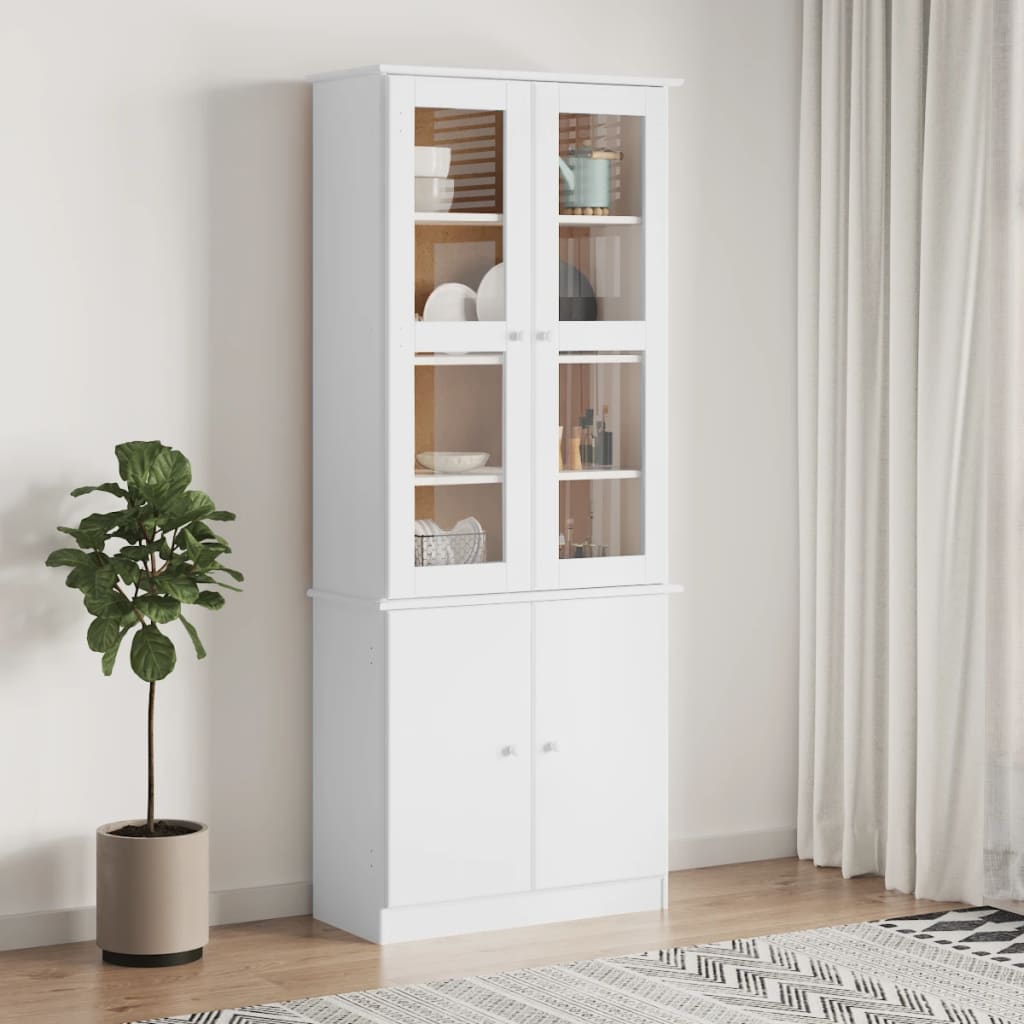 Vitrine Din Sticlă „Alta” 77X35X186,5 Cm, Lemn Masiv De Pin