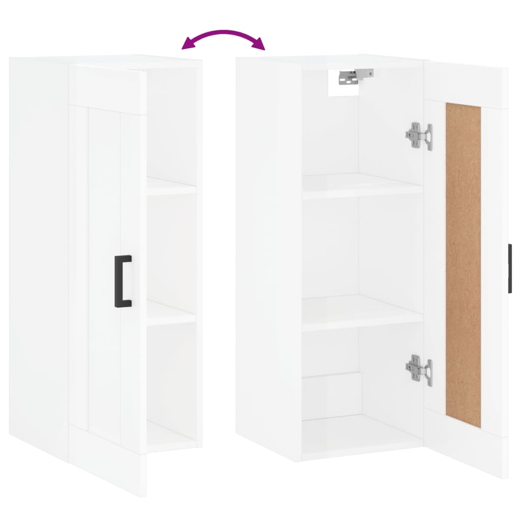 Dulap De Perete, Alb Extralucios, 34,5X34X90 Cm, Lemn Prelucrat