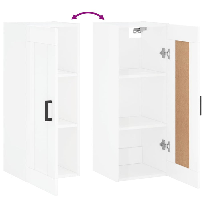 Dulap De Perete, Alb Extralucios, 34,5X34X90 Cm, Lemn Prelucrat