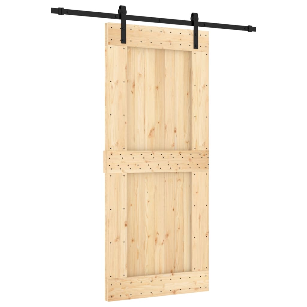 Ușă Glisantă Cu Set Feronerie, 90X210 Cm, Lemn Masiv De Pin