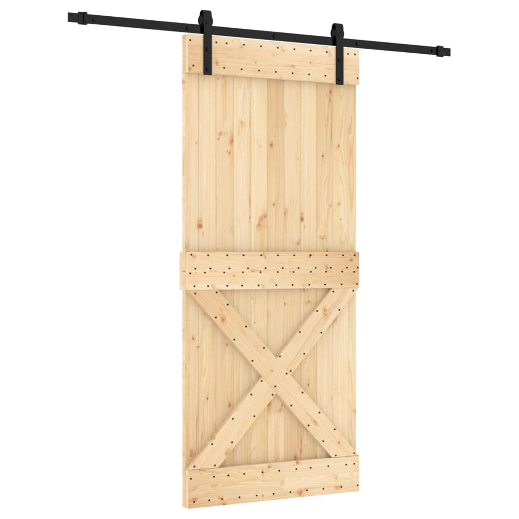 Ușă Glisantă Cu Set Feronerie, 90X210 Cm, Lemn Masiv De Pin