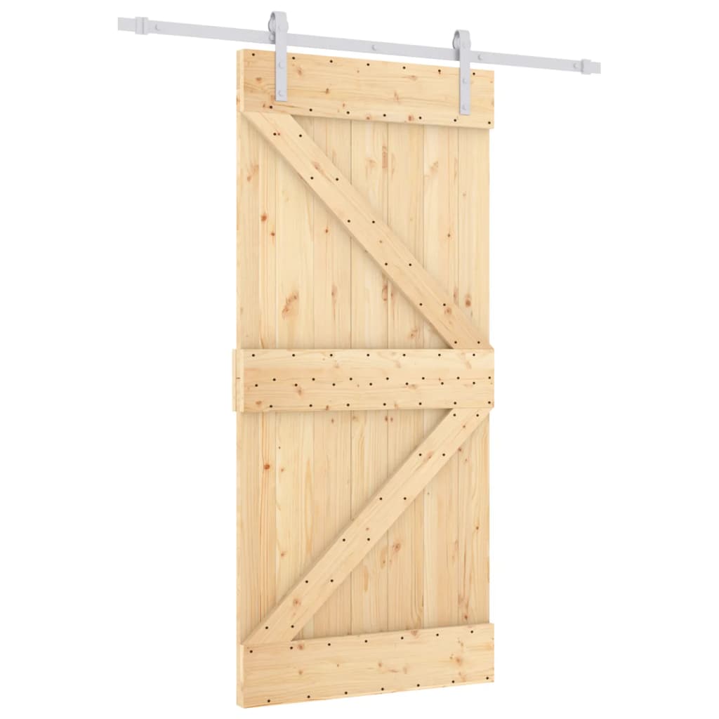 Ușă Glisantă Cu Set Feronerie, 90X210 Cm, Lemn Masiv De Pin