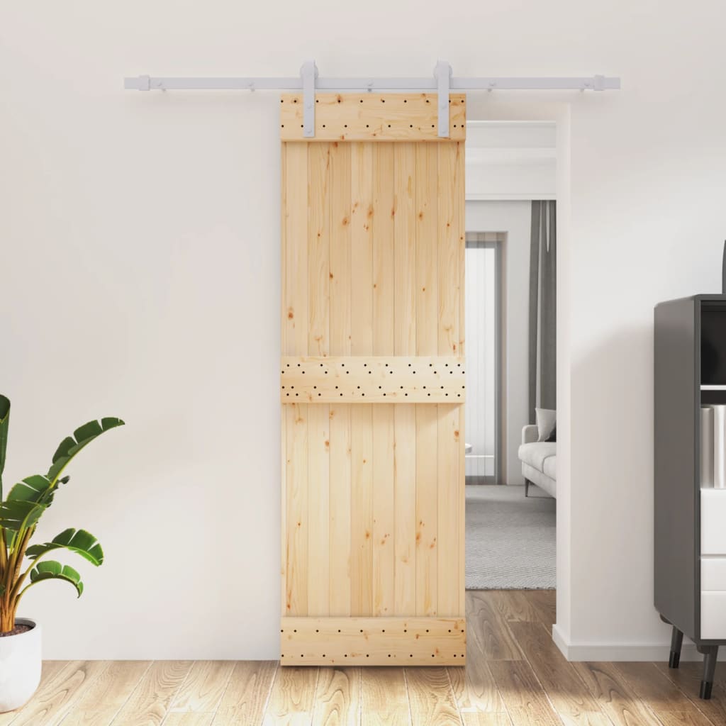 Ușă Glisantă Cu Set De Feronerie 70X210 Cm, Lemn Masiv De Pin