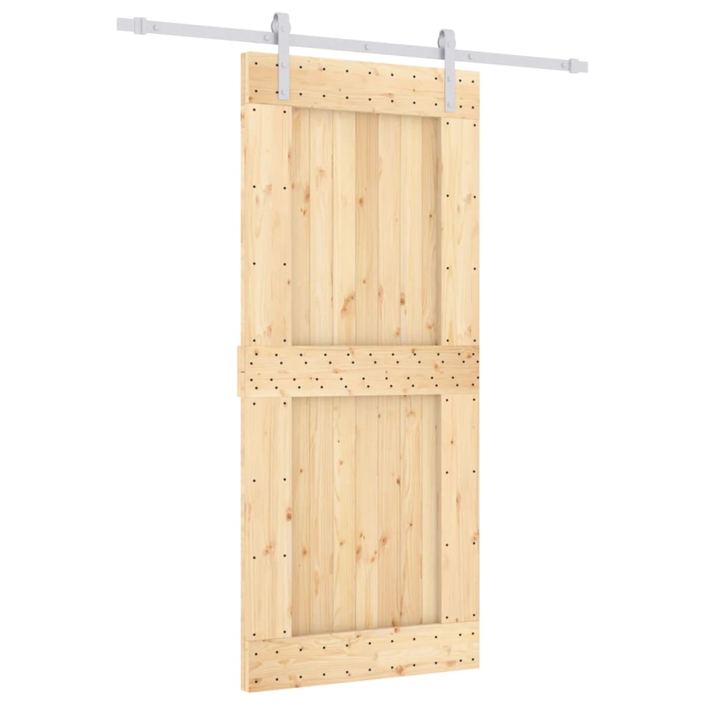 Ușă Glisantă Cu Set Feronerie, 90X210 Cm, Lemn Masiv De Pin