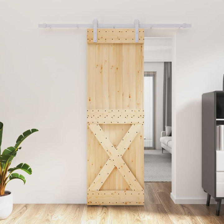 Ușă Glisantă Cu Set De Feronerie 70X210 Cm, Lemn Masiv De Pin