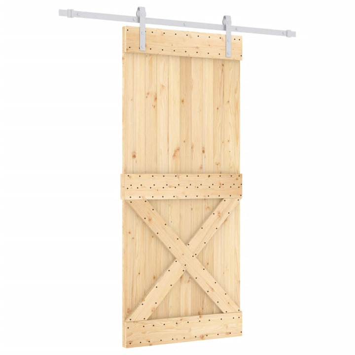 Ușă Glisantă Cu Set Feronerie, 90X210 Cm, Lemn Masiv De Pin