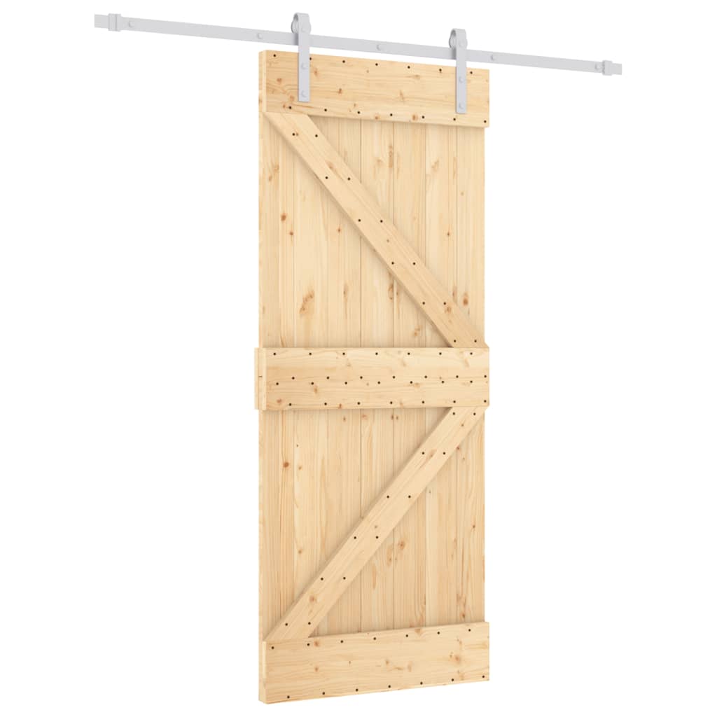 Ușă Glisantă Cu Set De Feronerie 85X210 Cm, Lemn Masiv De Pin