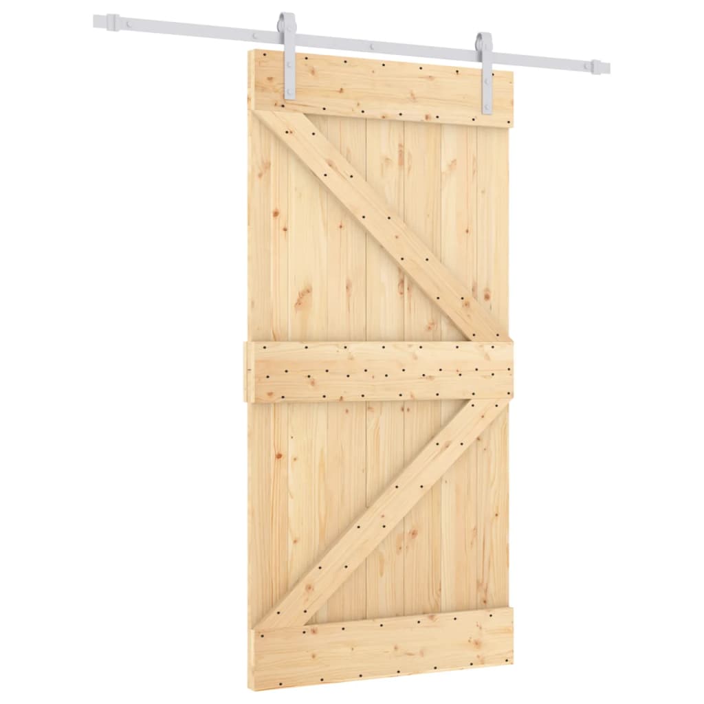 Ușă Glisantă Cu Set Feronerie, 100X210 Cm, Lemn Masiv De Pin