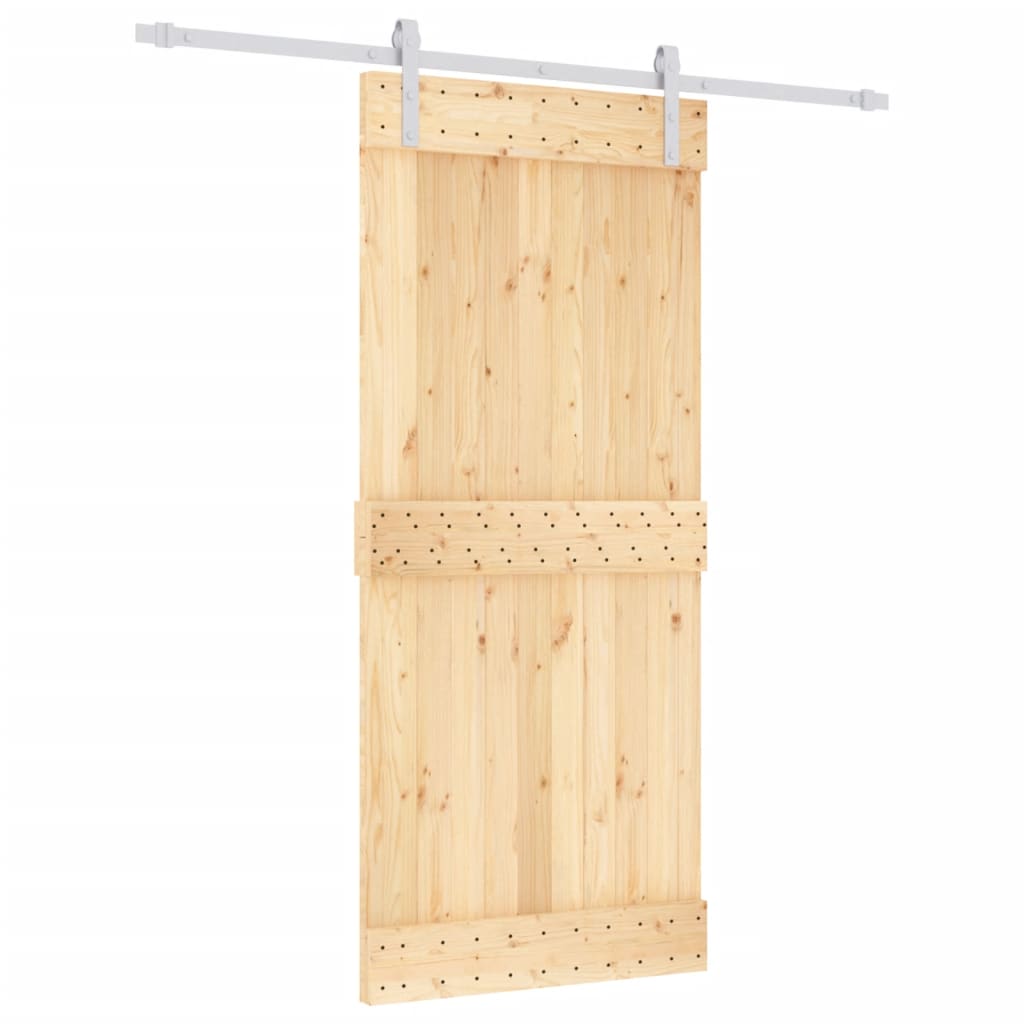 Ușă Glisantă Cu Set Feronerie, 90X210 Cm, Lemn Masiv De Pin