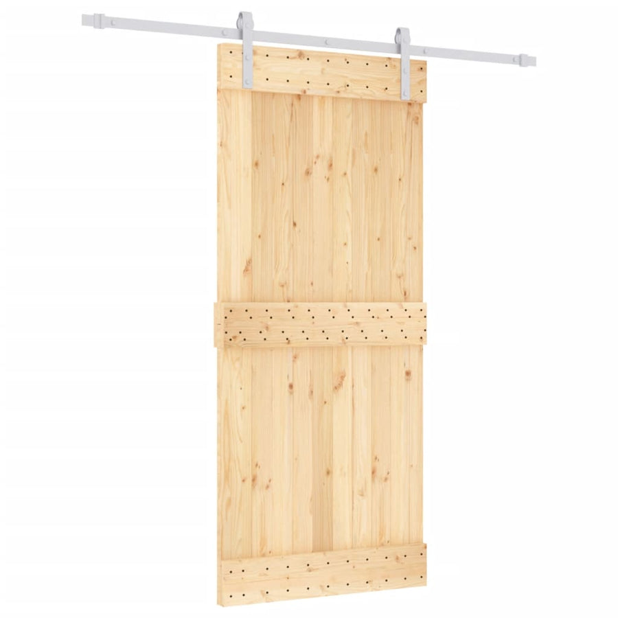 Ușă Glisantă Cu Set Feronerie, 90X210 Cm, Lemn Masiv De Pin