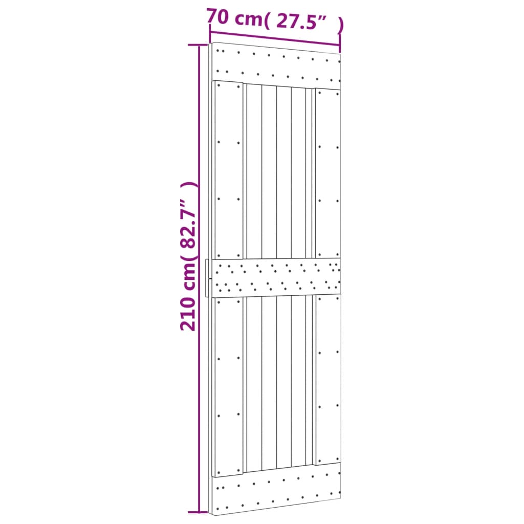 Ușă Glisantă Cu Set De Feronerie 70X210 Cm, Lemn Masiv De Pin