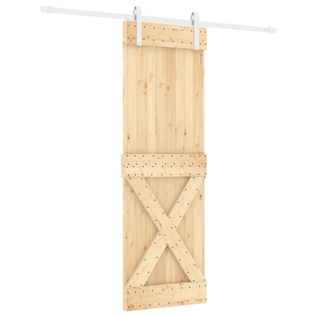Ușă Glisantă Cu Set De Feronerie 70X210 Cm, Lemn Masiv De Pin