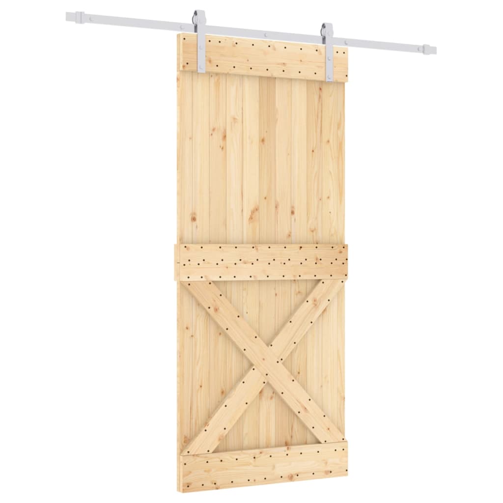 Ușă Glisantă Cu Set Feronerie, 90X210 Cm, Lemn Masiv De Pin