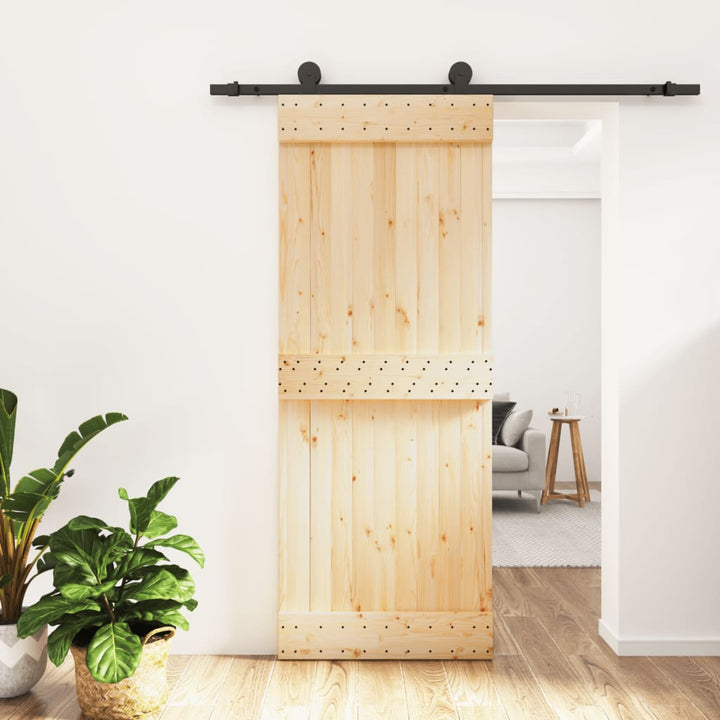 Ușă Glisantă Cu Set De Feronerie 80X210 Cm, Lemn Masiv De Pin