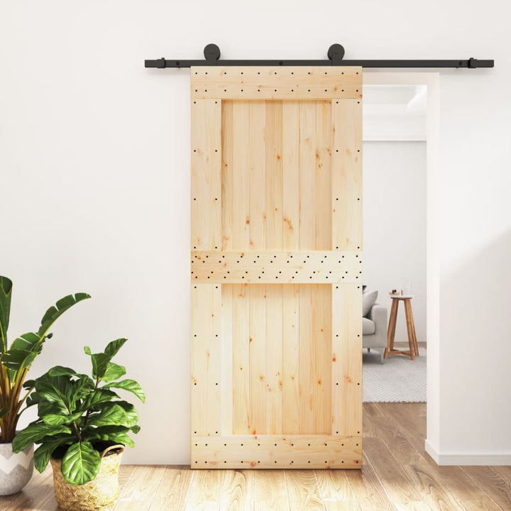 Ușă Glisantă Cu Set Feronerie, 90X210 Cm, Lemn Masiv De Pin