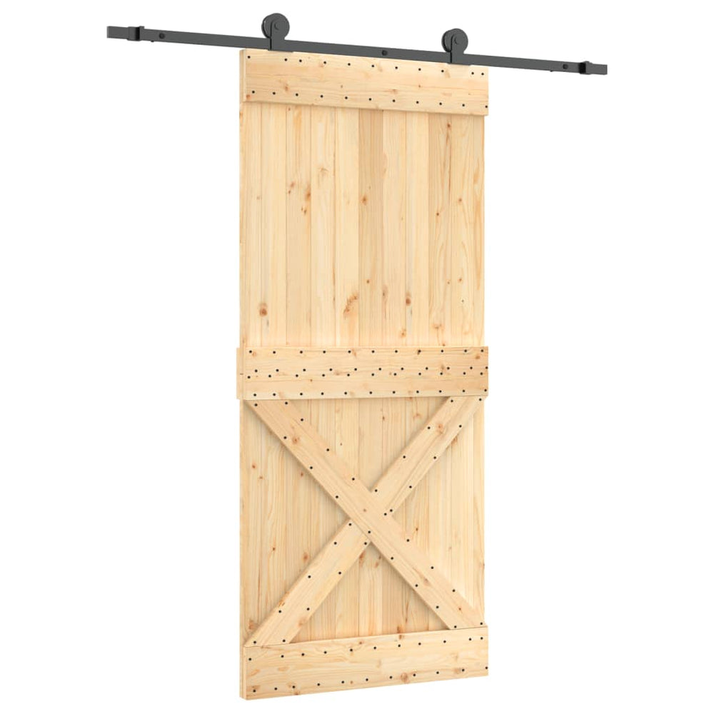 Ușă Glisantă Cu Set Feronerie, 90X210 Cm, Lemn Masiv De Pin