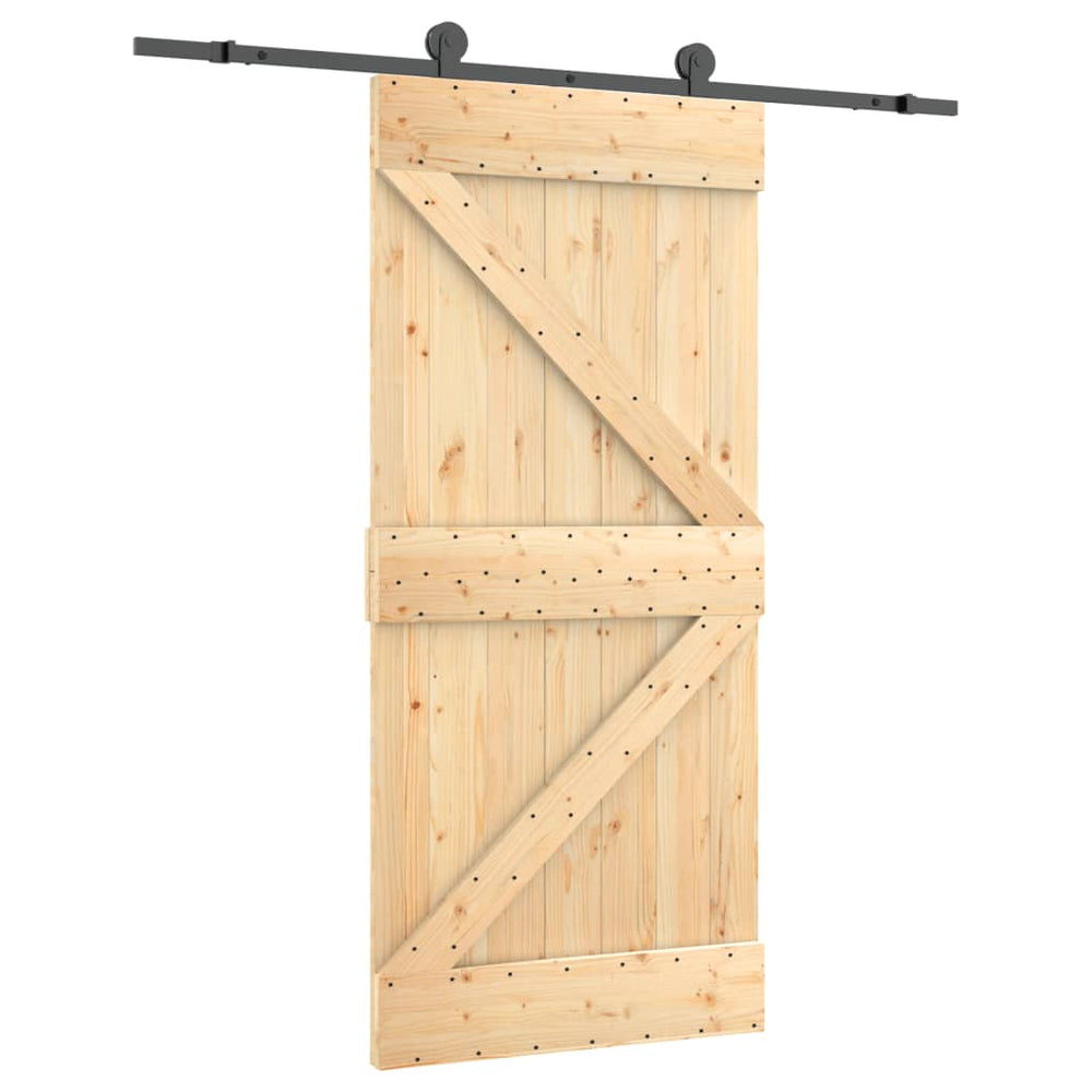 Ușă Glisantă Cu Set De Feronerie 95X210 Cm, Lemn Masiv De Pin