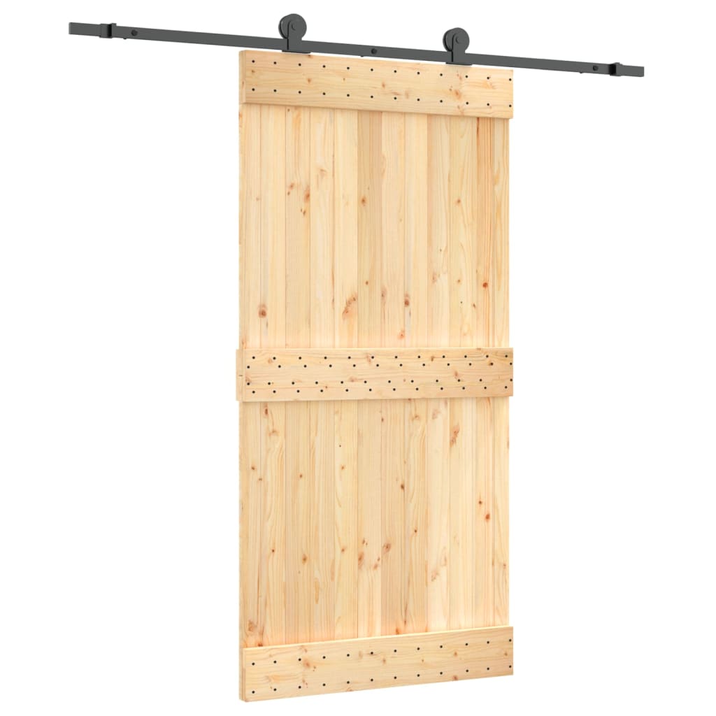Ușă Glisantă Cu Set Feronerie, 100X210 Cm, Lemn Masiv De Pin