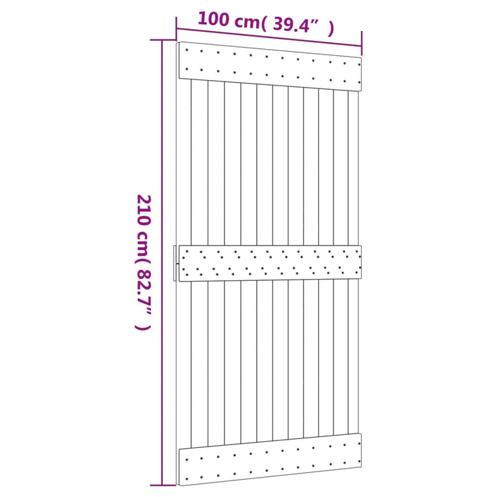 Ușă Glisantă Cu Set Feronerie, 100X210 Cm, Lemn Masiv De Pin