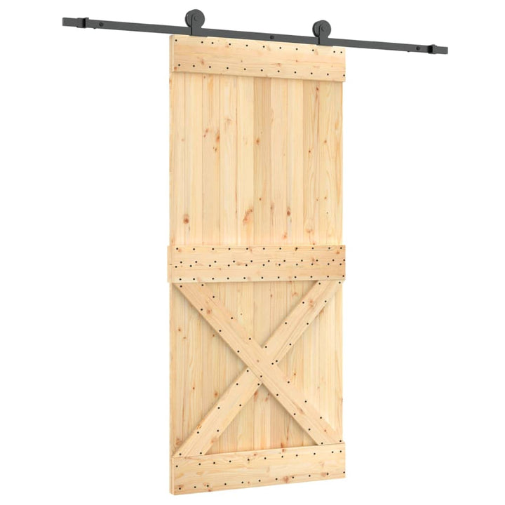 Ușă Glisantă Cu Set Feronerie, 90X210 Cm, Lemn Masiv De Pin