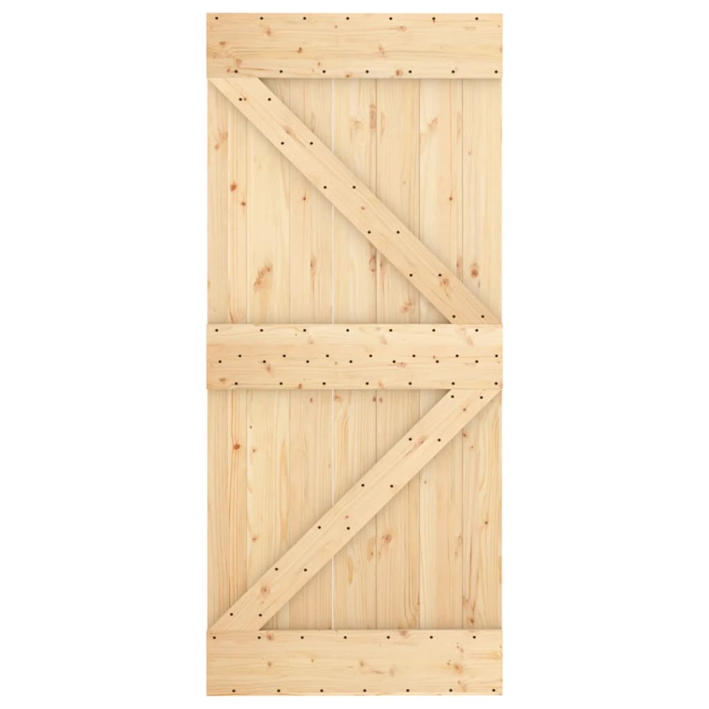 Ușă Glisantă Cu Set Feronerie, 90X210 Cm, Lemn Masiv De Pin