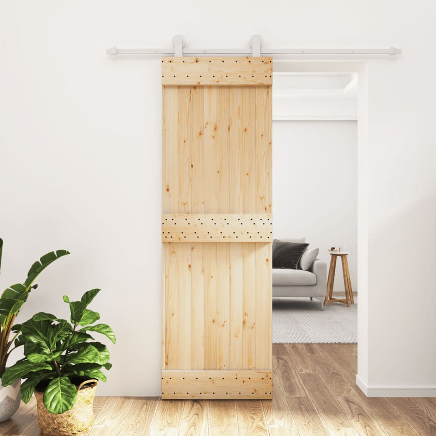 Ușă Glisantă Cu Set De Feronerie 70X210 Cm, Lemn Masiv De Pin