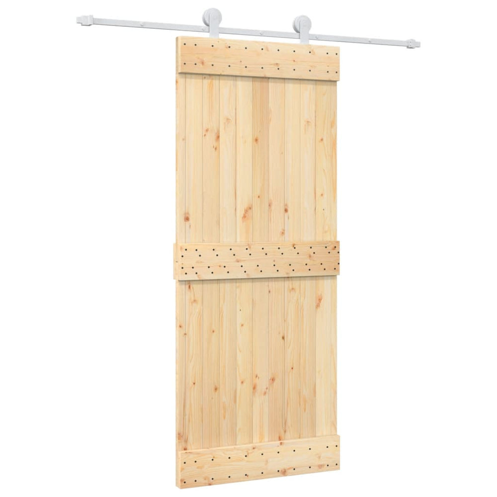 Ușă Glisantă Cu Set De Feronerie 85X210 Cm, Lemn Masiv De Pin