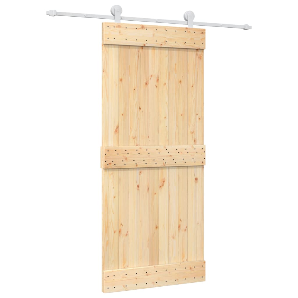 Ușă Glisantă Cu Set Feronerie, 90X210 Cm, Lemn Masiv De Pin