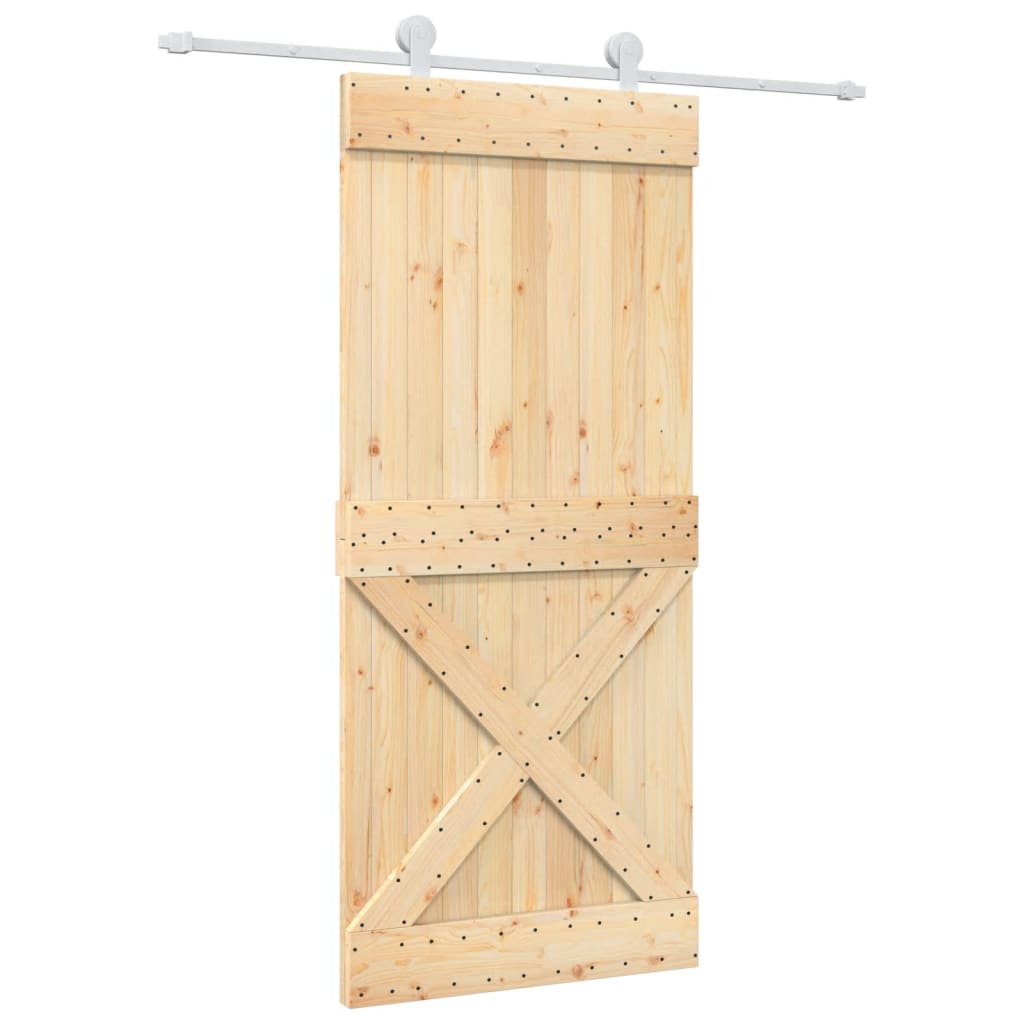 Ușă Glisantă Cu Set Feronerie, 90X210 Cm, Lemn Masiv De Pin