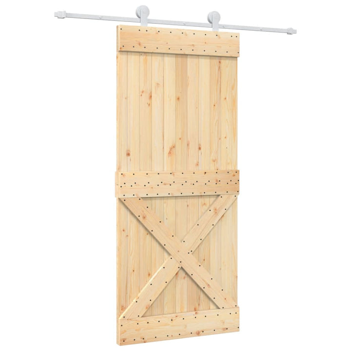 Ușă Glisantă Cu Set Feronerie, 90X210 Cm, Lemn Masiv De Pin