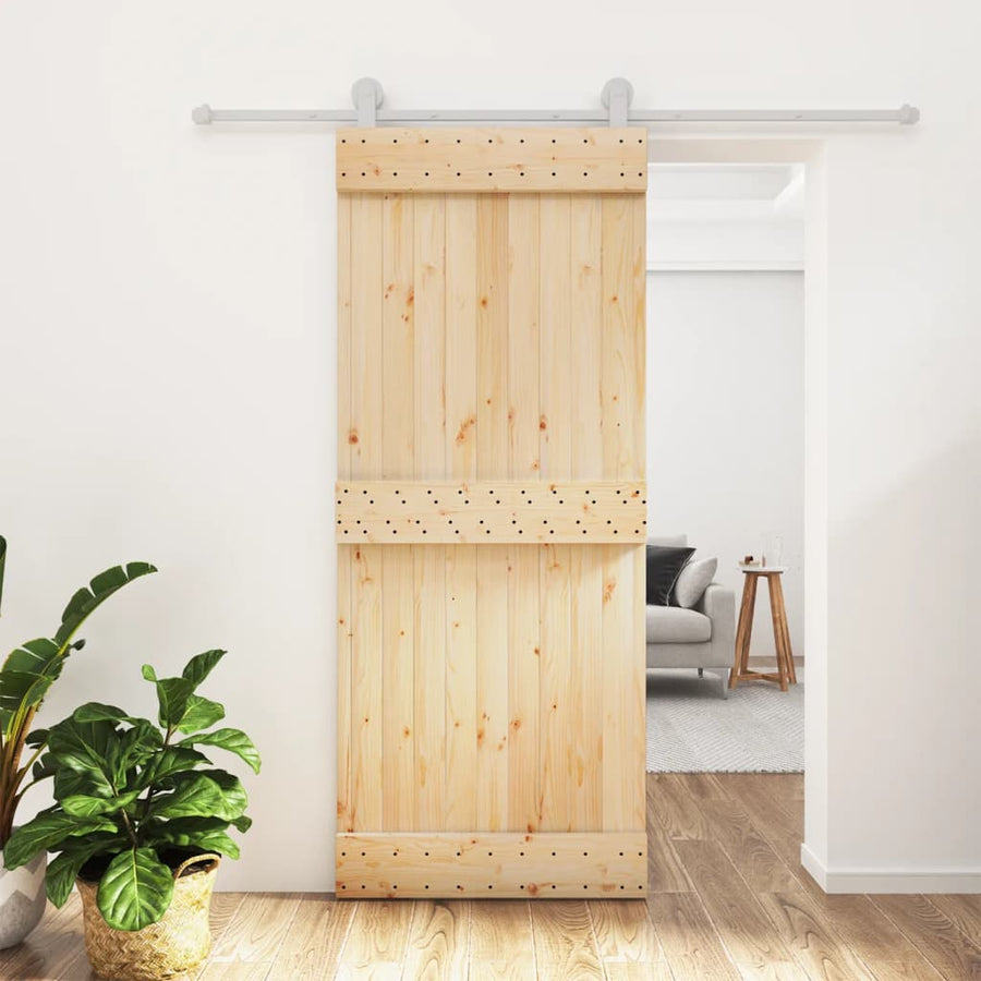 Ușă Glisantă Cu Set De Feronerie 85X210 Cm, Lemn Masiv De Pin