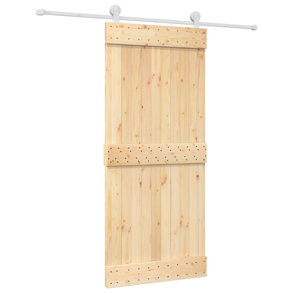 Ușă Glisantă Cu Set Feronerie, 90X210 Cm, Lemn Masiv De Pin