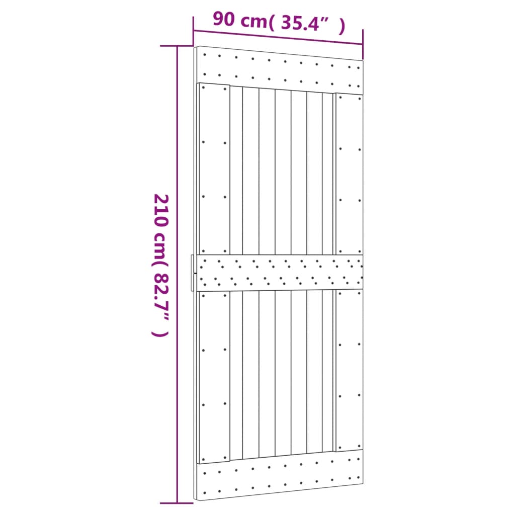 Ușă Glisantă Cu Set Feronerie, 90X210 Cm, Lemn Masiv De Pin