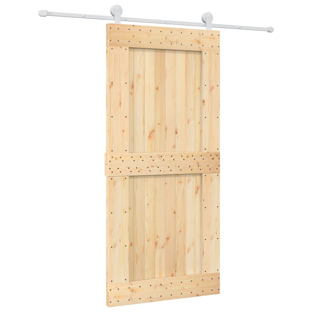 Ușă Glisantă Cu Set De Feronerie 95X210 Cm, Lemn Masiv De Pin
