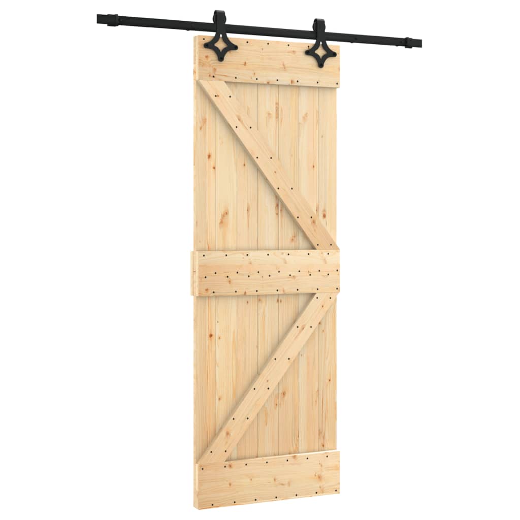 Ușă Glisantă Cu Set De Feronerie 70X210 Cm, Lemn Masiv De Pin