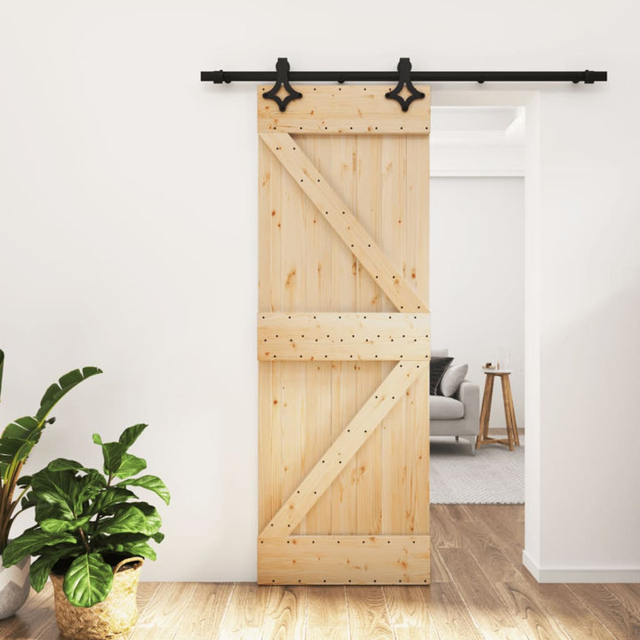 Ușă Glisantă Cu Set De Feronerie 70X210 Cm, Lemn Masiv De Pin