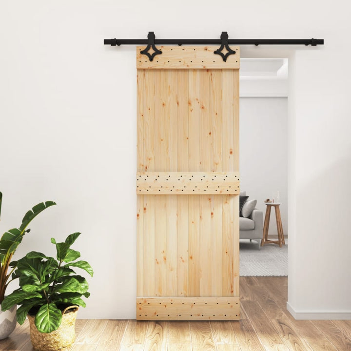 Ușă Glisantă Cu Set De Feronerie 80X210 Cm, Lemn Masiv De Pin