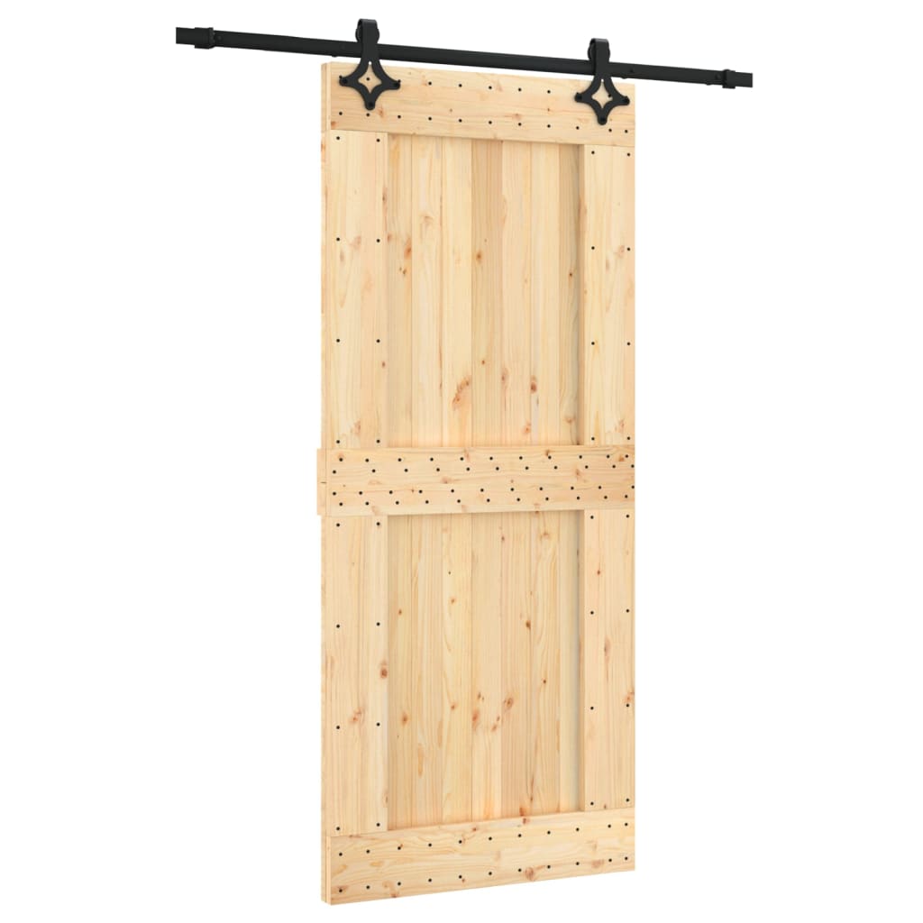 Ușă Glisantă Cu Set Feronerie, 90X210 Cm, Lemn Masiv De Pin