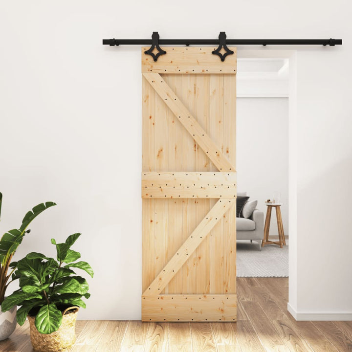 Ușă Glisantă Cu Set De Feronerie 70X210 Cm, Lemn Masiv De Pin