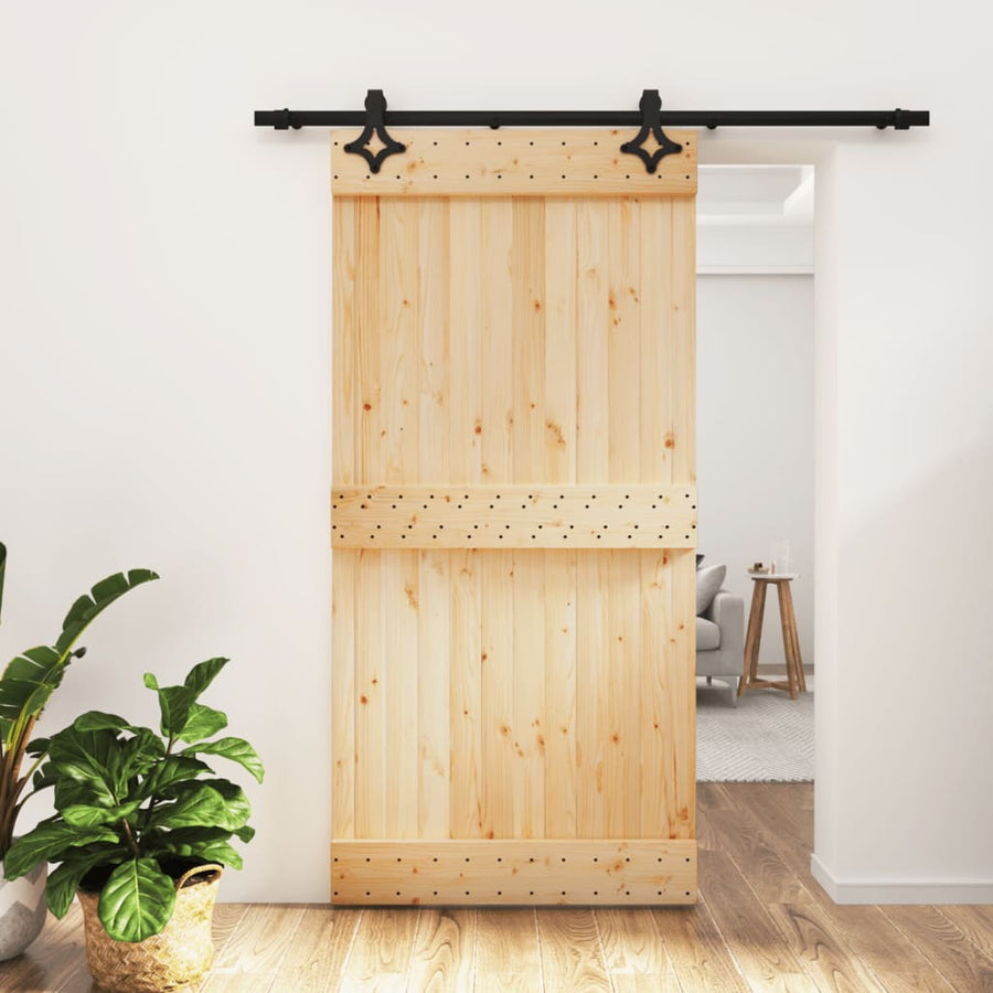 Ușă Glisantă Cu Set Feronerie, 100X210 Cm, Lemn Masiv De Pin